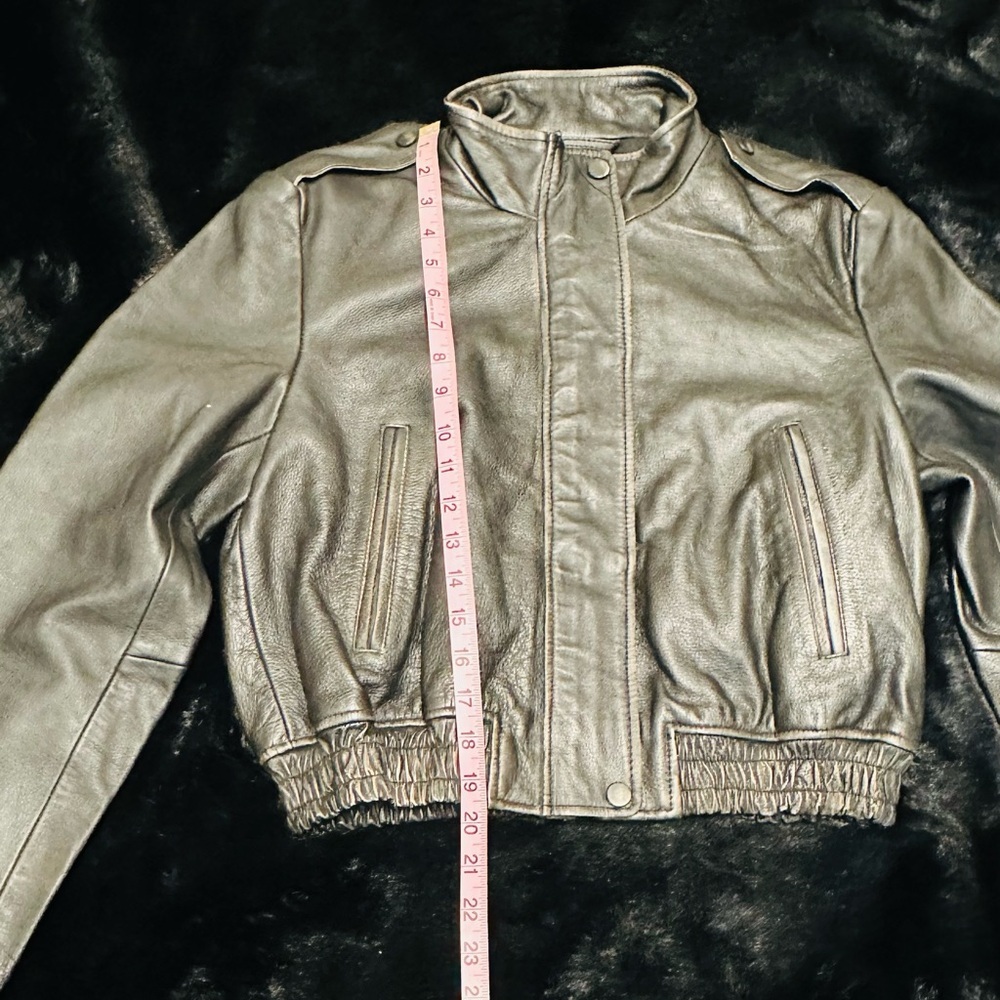 ZARA Black Leather Distressed Biker Jacket - Picture 7 of 16